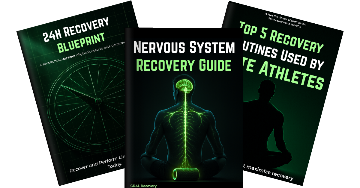 Three guides on maximising recovery, including 24h recovery blueprint, cns recovery guide and top 5 routines used by elite athletes.
