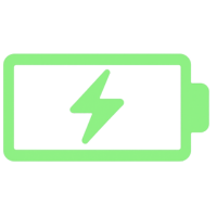 Icon showing a battery to represent up to 8 hour battery life feature