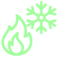 Icon showing fire and snow to represent included heat and cold massage head